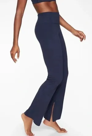 Athleta Barre Slim FlareSplit Hem Pants in Navy Size Medium thumbnail 1