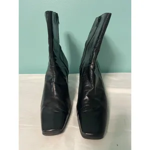 Nine‎ West Womens Black Leather Ankle Boots 10 Medium thumbnail 3