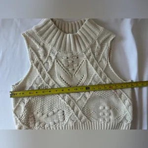 Turtleneck Crochet Sweater Vest Fall Fashion Knit Sleeveless Tank Tops thumbnail 3