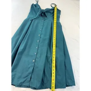 Ecowish green Front Cutout‎ Button Down Midi Dress Smocked Back xl thumbnail 3