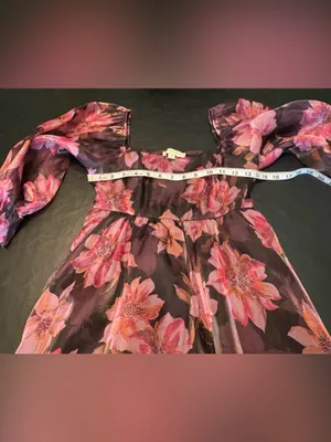 Thirty Thirty LA Pink Floral Square-Neck Mini Dress size Small thumbnail 9