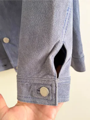 Club Monaco Slate Blue Suede Jacket Gray Size M thumbnail 6