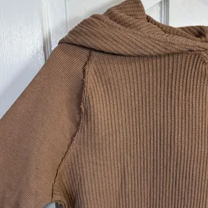 Free People We the Free Super Natural Thermal Hoodie Tan Brown W2294 Sz L thumbnail 5