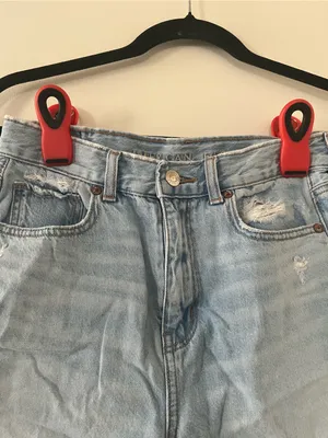 American Eagle Highest Rise Baggy Denim Shorts 0 Light Wash Distressed Casual thumbnail 4
