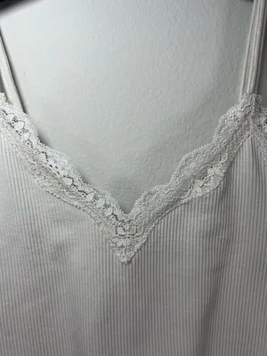 Wild Fable Ribbed Lace Cropped Cami Tank Top Cream Neutral Layering Y2K Sz Small thumbnail 4