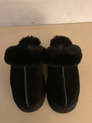 UGG women Black Suede fur platform slipper shoes US 6 thumbnail 8
