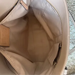 Coach Leather Handbag Purse Tote Bag Outlet Tan Beige thumbnail 7