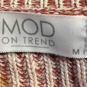 Mod On Trend Sweater Women M Pink Rib Balloon Sleeve High Low Cotton Excellent thumbnail 5