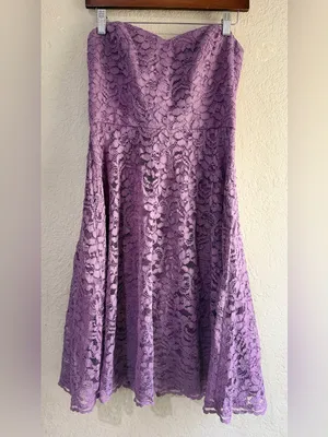 Davis bridal New no tags size 6 Strapless Lavender Lace A-Line Dress thumbnail 15