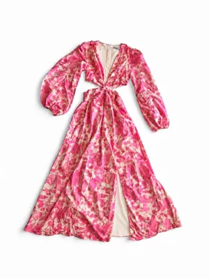 All About May Pink Floral Cutout Maxi Dress thumbnail 2