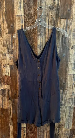 VICI - GARNER POCKETED BUTTON DOWN TIE ROMPER - NAVY thumbnail 1