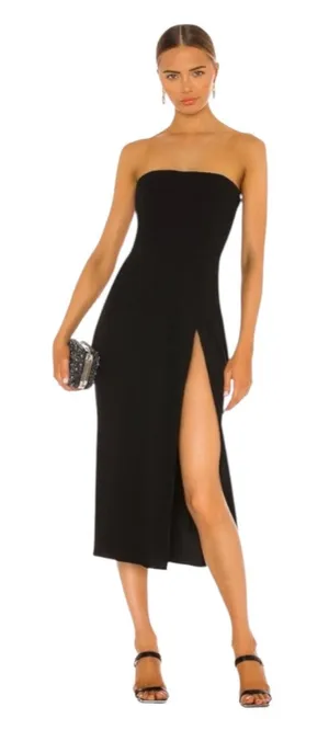 Amanda Uprichard Mandy Strapless Black Midi Dress Size S thumbnail 1