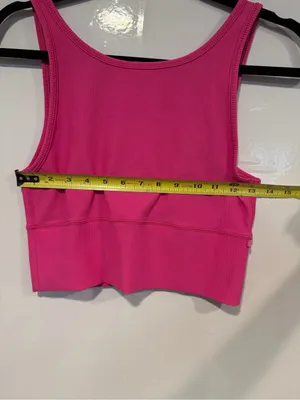 Lululemon Sonic Pink Ribbed Power Pivot‎ Crop Tank Top thumbnail 2