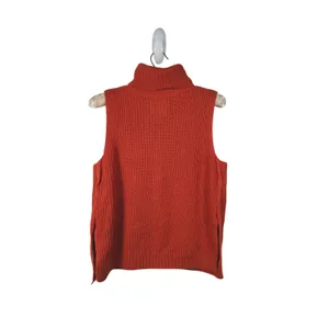 Abercrombie & Fitch Orange Turtleneck Sweater Vest Size M Knit Fall Layering thumbnail 3