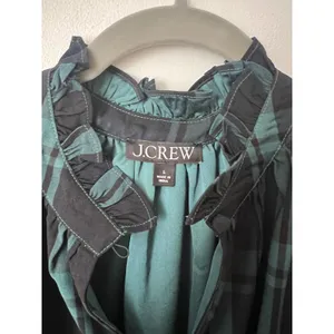 J.Crew‎ BN151 Blackwatch Plaid Ruffle Neck Mini Dress Small Puff Sleeve Tartan thumbnail 8