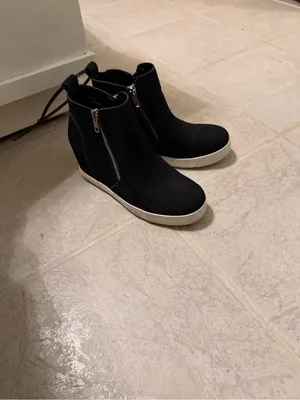 Black Wedge Sneaker Boot with Side Zipper - Women thumbnail 2