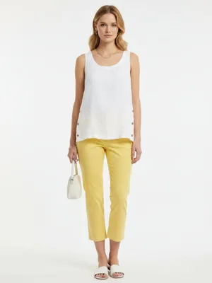 Rachel Roy 100% Linen White Sleeveless Blouse Top M thumbnail 5