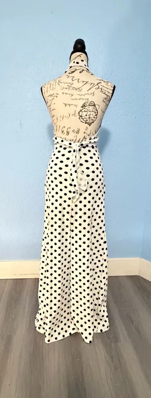 SHEIN Polka Dot Halter Maxi Dress with Rosette Accent - Size M (US 6) thumbnail 14