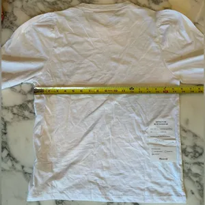 NWT Madewell Smocked Long-Sleeve Top in Soft Slub White Sz L - Small Mark thumbnail 5
