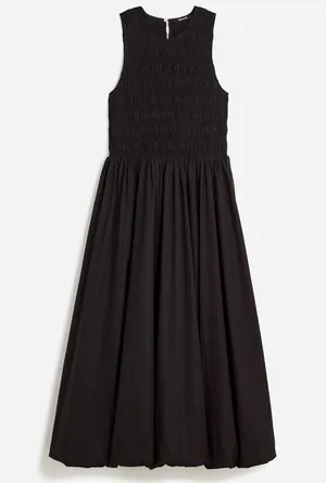 Madewell The Melody Bubble-Hem Smocked Midi Dress in Poplin Size XXS thumbnail 6