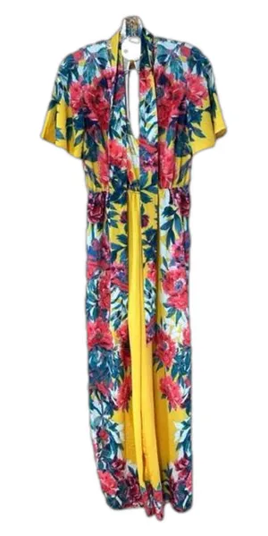 Flying Tomato Yellow Floral Jumpsuit Women's Small thumbnail 1
