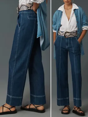 NWT PILCRO Anthropologie Jeans Sz 27 High Rise Wide Leg Trouser Contrast Stitch thumbnail 7