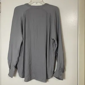 Anthropologie Maison d'amelie gray button front long sleeve blouse top large thumbnail 6