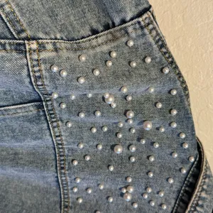 Pearl Studded Denim Jacket Blue Size L thumbnail 8