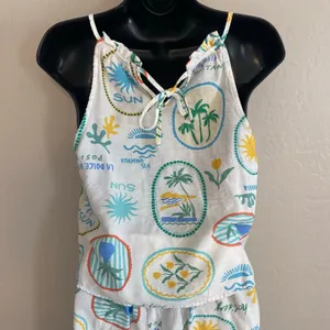 Monteau Tank Top Pull On Pants Set Womens Sz Small European Summer Beach thumbnail 3