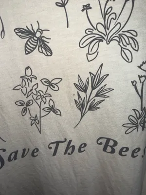 American Eagle Save The Bees Graphic Tee Cream Oversized Short Sleeve thumbnail 4