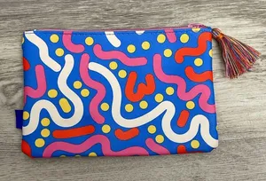 Multicolor Print Glam Bag with Tassel Approximately 5” X 7” thumbnail 2