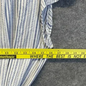 BRIGGS Linen Blend Midi Dress L Blue Striped Flutter Sleeve Belted NWT Coastal thumbnail 7
