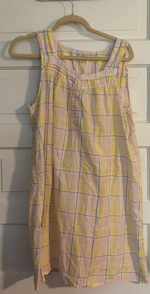 Yellow and Pink Plaid Sundress/Nightgown/Cover Up thumbnail 1