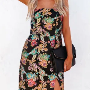 LULUS x OLIA Sexy Wedding Special Event Cocktail Strapless Floral Jaquard Midi thumbnail 3