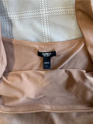 Express Faux-Leather Crop Tank in Caramel Brown thumbnail 3