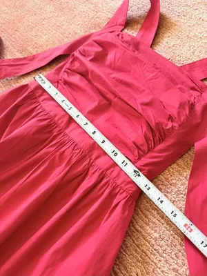 Free People Red Cotton Mini Dress Open Back Tie Straps Pockets NWT Size S thumbnail 4