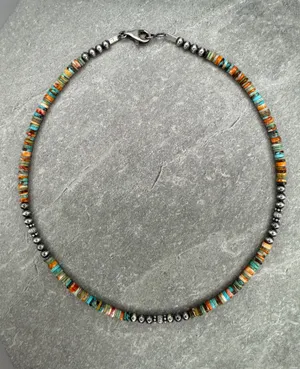 Handmade 16” Navajo Style Sterling Silver Pearls Necklace thumbnail 3