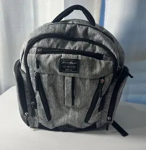 Eddie Bauer‎ First Adventure Backpack Baby Diaper Bag Gray Black Waterproof 16" thumbnail 1