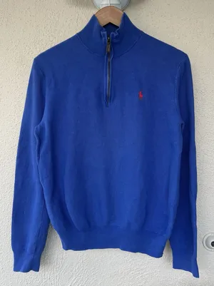 Polo Ralph Lauren Royal Blue Quarter Zip Pullover M Preppy Equestrian Classic thumbnail 1