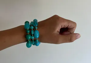 Teal Turquoise Stretch Bracelet Blue thumbnail 1