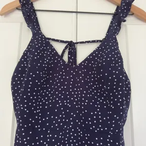 White Fox Polka Dot Mini Dress sleeveless ruffle tie bow back v-neck lightweight thumbnail 5