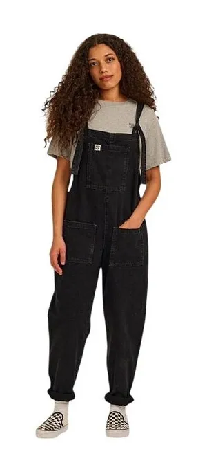 Lucy & Yak Women's Original Dungaree Black Organic Denim Overalls S/R thumbnail 1