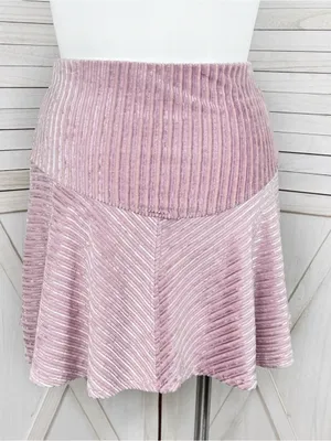 Free People Camden Velour Corduroy Skater Mini Skirt Pink Large Ballet Fairy thumbnail 5