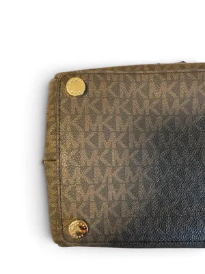 Michael Kors Teagen Large Logo Shoulder Bag Brown MK Monogram EUC purse handbag thumbnail 6