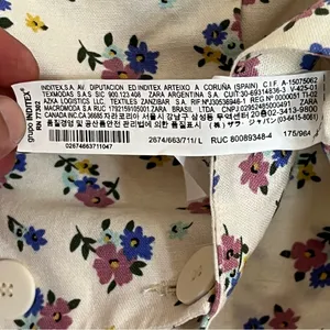 Women's Zara Linen Blend Floral Print Cottage Festival Crop Top Size Large White thumbnail 6
