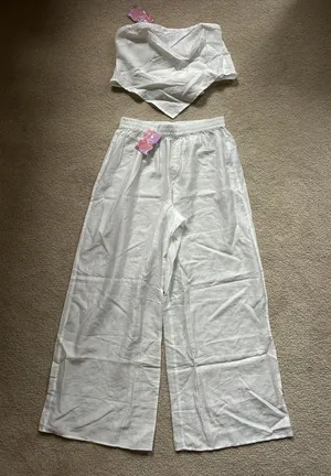 Cupshe cover up set white linen thumbnail 1