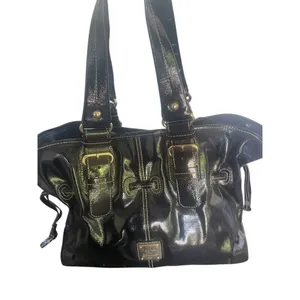Dooney & Bourke Medium Chiara Patent Leather Drawstring Satchel Bag Black thumbnail 3