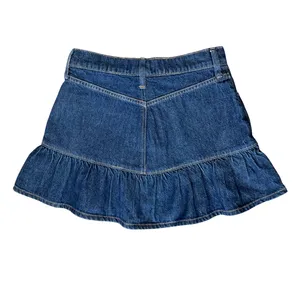 Abercrombie & Fitch Dark Wash Ruffle Denim Mini Skirt. Mid-Rise Jean Skirt Sz 25 thumbnail 2