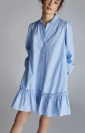 Anthropologie Sally Blue Striped Tunic Shirt Dress thumbnail 1