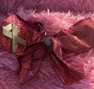 Breast Cancer Awareness Glitter Bow thumbnail 2